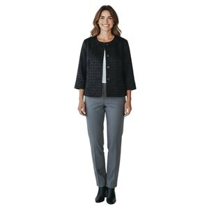 Charter Club Woman’s Plus Button Down Embossed Black Shimmer Jacket size 14